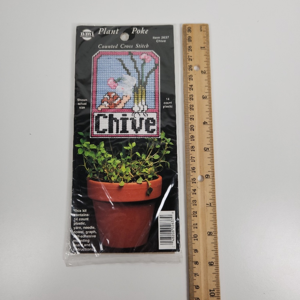 Vintage Counted Cross-Stitch Kit Plant Poke by NeedleMagic- Chive